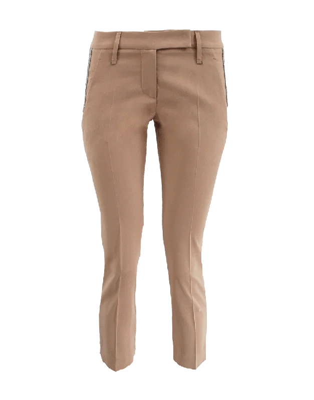 Breezy Comfort Silk Trouser with Monili Trim