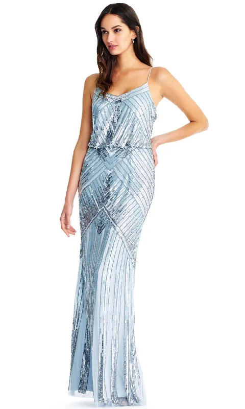 Cozy Chic Wear Aidan Mattox - Blouson V Neck Sheath Dress MD1E203800 - 1 pc Cloud Blue In Size 12 Available
