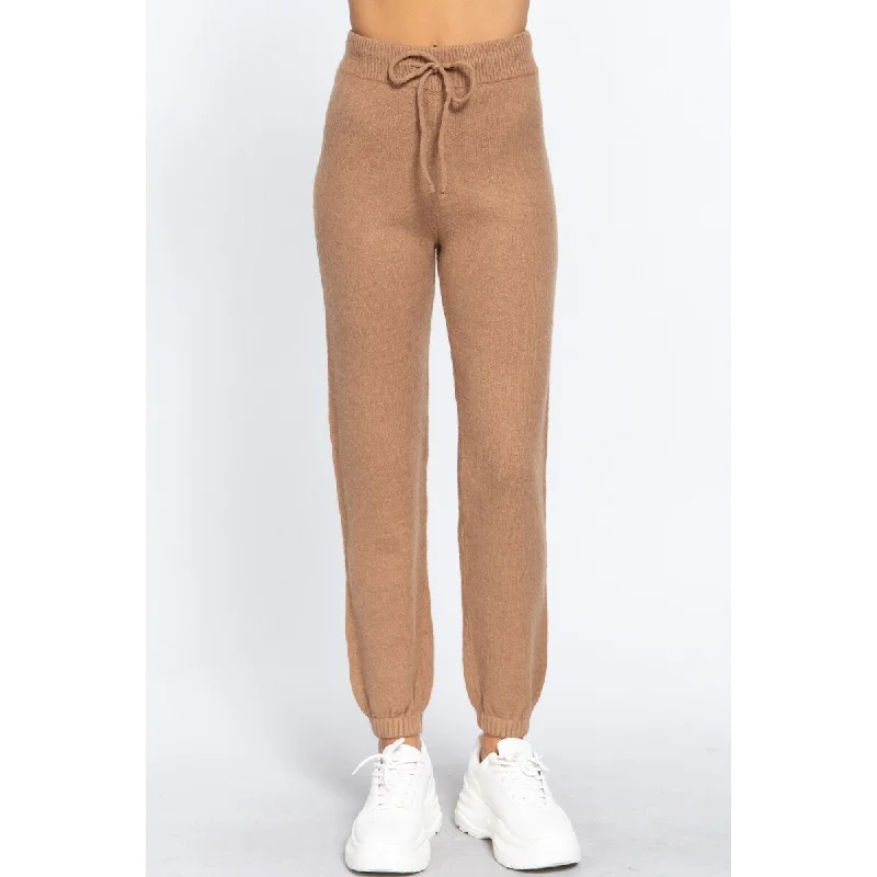 Light Fit Acrylic Drawstring Sweater Long Pants For Casual Look