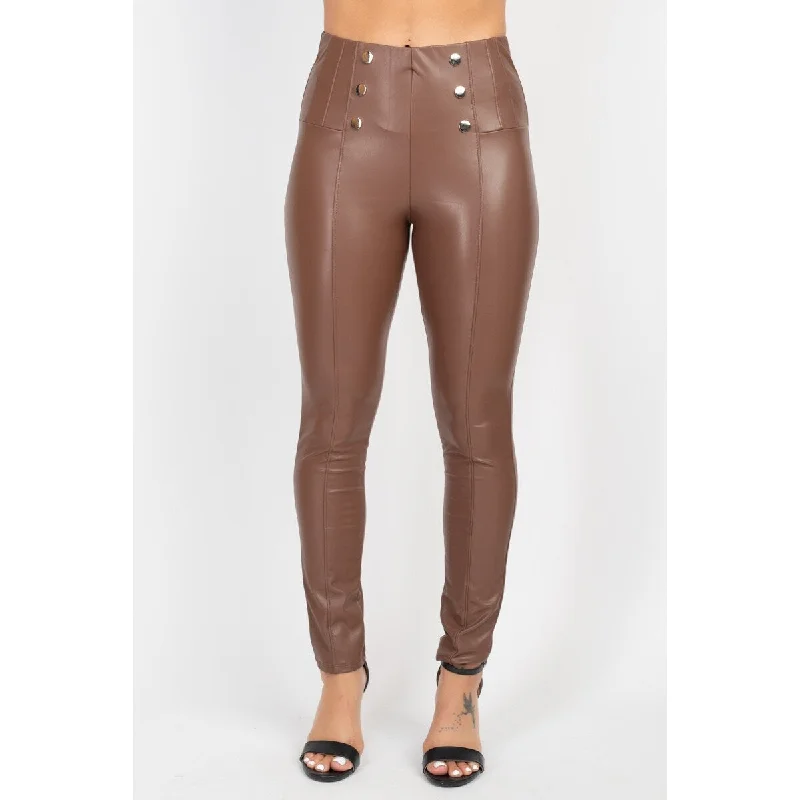 Soft Trends Polyester Button-detailed Skinny Pants