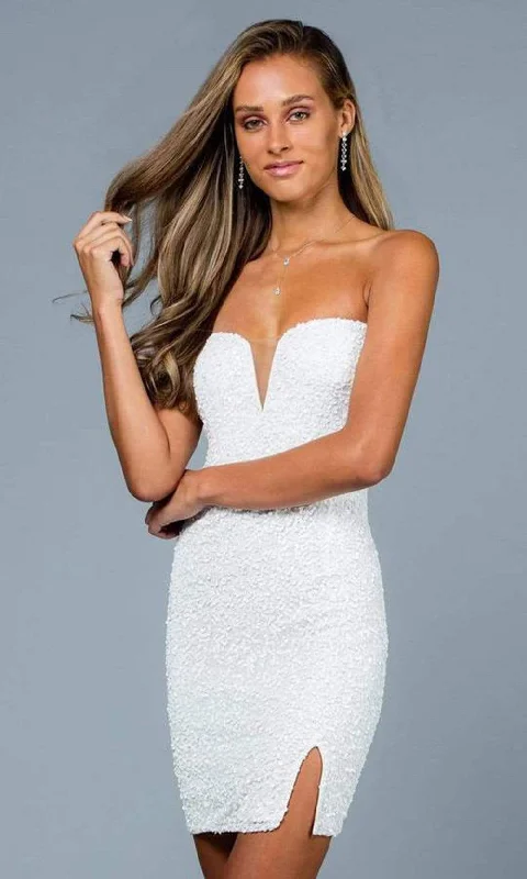 Casual Comfort Wear SCALA - Strapless Sweetheart Fully Beaded Fitted Cocktail Dress 60195 - 1 pc Ivory In Size 4 Available