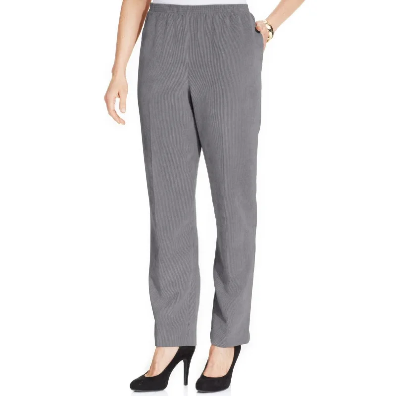 Smart Comfort Wear Alfred Dunner Womens Petites Solid Smocked Corduroy Pants