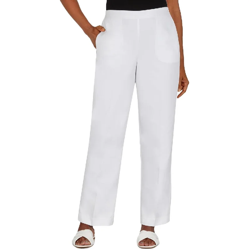 Everyday Outfits Alfred Dunner Womens Elastic Waistband Solid Wide Leg Pants