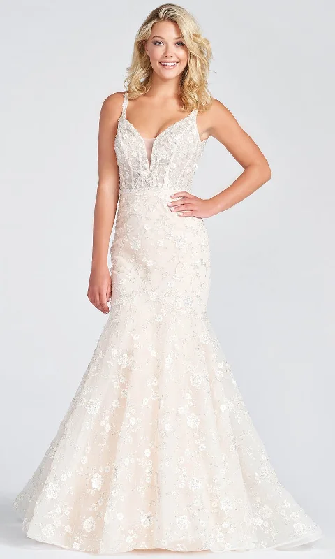 Cozy Fashion Trends Ellie Wilde EW122006 - Novelty Embroidered Lace with 3D Flowers Bridal Gown