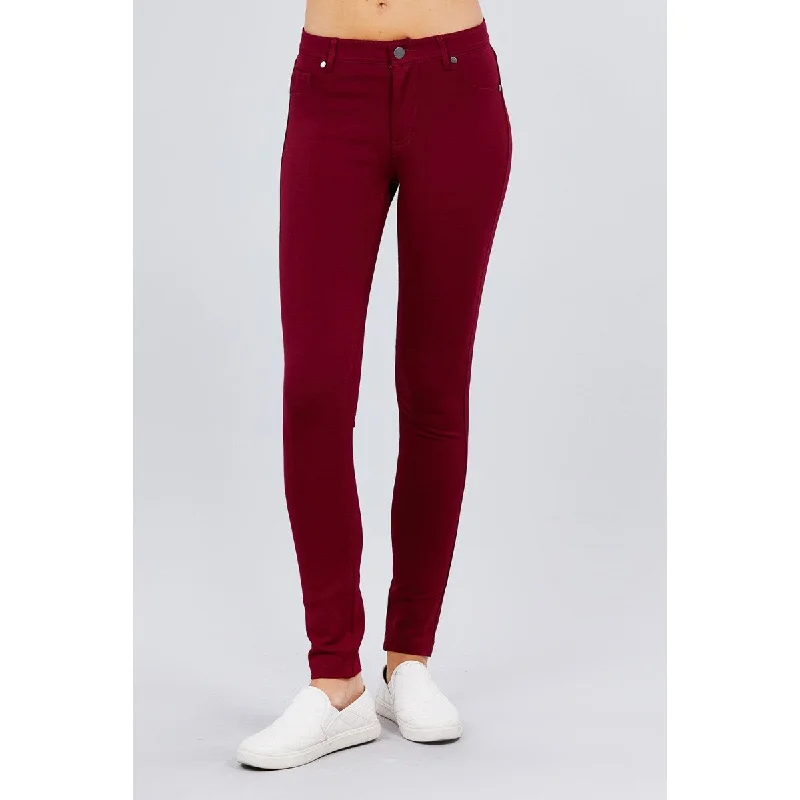 Classic Comfort Rayon 5-pockets Shape Skinny Ponte Mid-rise Pants