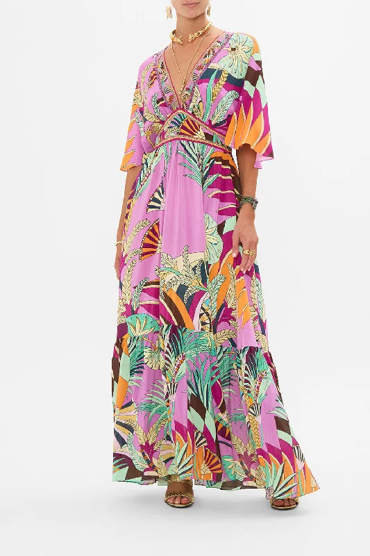Comfortable Chic WAISTED DRESS WITH HEM RUFFLE GIZA GODDESS