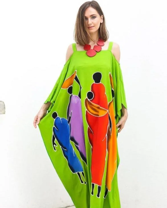 Effortless Outfits SHU-SHI Women's Kaftan Maxi Dress - Cold Shoulder, Casual Long Beach Cover-Up, Plus Size Caftan