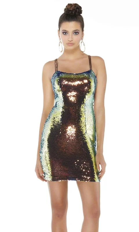 Effortless Looks Alyce Paris - 4347 Sexy Cutout Back Opal Sequin Cocktail Dress