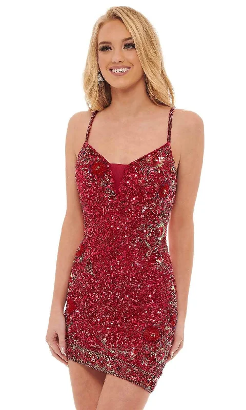Cozy Fashion Trends Rachel Allan - 40152 Sequined V Neck Cocktail Dress