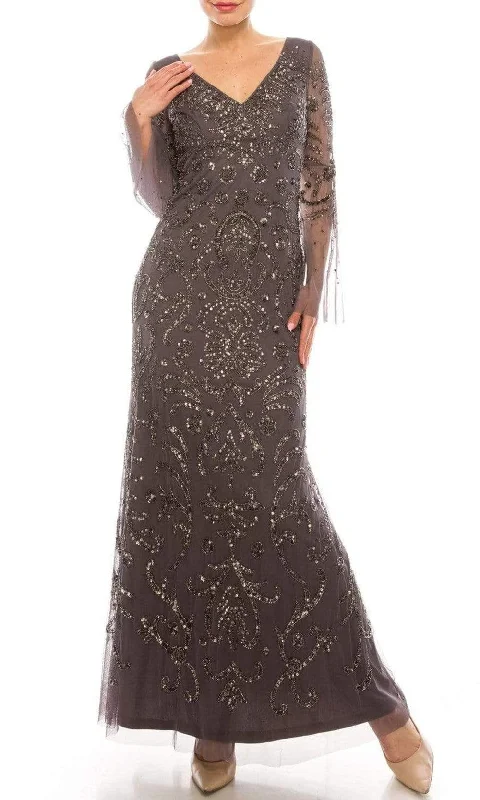 Casual Chic Outfits Adrianna Papell - AP1E206204 V Neck Embellished Evening Gown