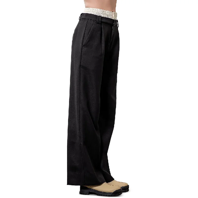 Versatile Style Moon River Womens Layered Elastic Waistband Straight Leg Pants
