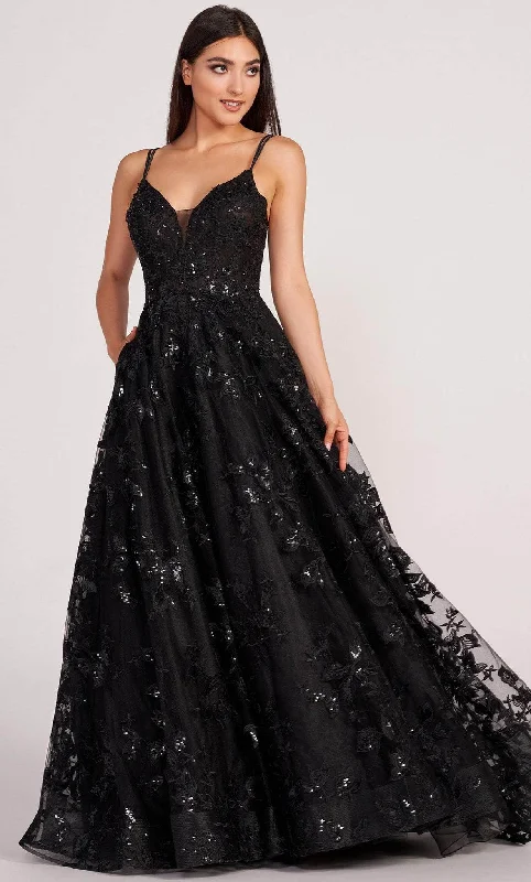 Soft Layers Ellie Wilde EW34119 - V Neck Sequined and Embroidered Dress