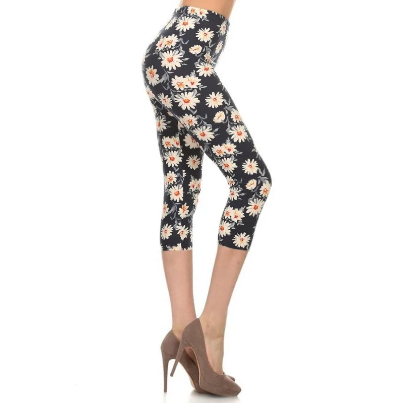Relaxed Fashion Cropped Capri Leggings In A Fitted Style With A Banded High Waist