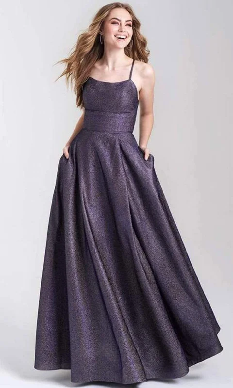Cozy Fitting Madison James - Shimmer Knit Scoop A-line Dress 20-381 - 1 pc Purple In Size 4 Available