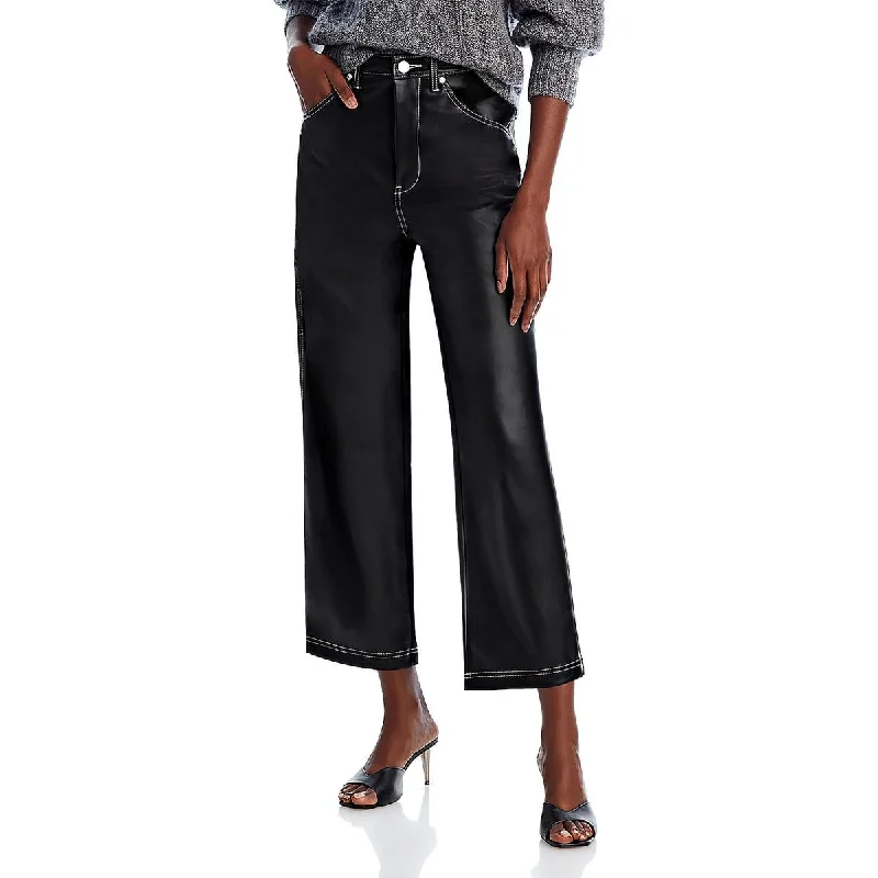 Weekend Comfort [BLANKNYC] Womens Baxter Faux Leather Cropped Straight Leg Pants