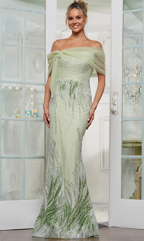 Warm Layers Rina Di Montella RD3226 - Spaghetti Straps Sequined Prom Gown