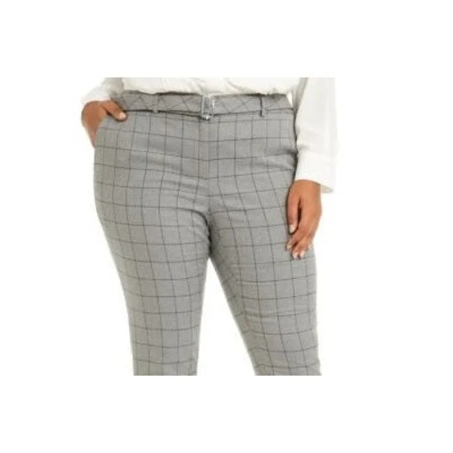 Soft Casuals Calvin Klein Women's Slim Leg Ankle Windowpane Pants Gray Size 16