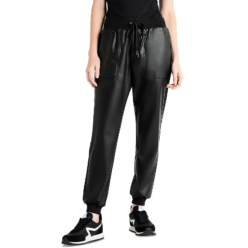 Stylish Jackets Splendid Womens Faux Leather Pull On Jogger Pants
