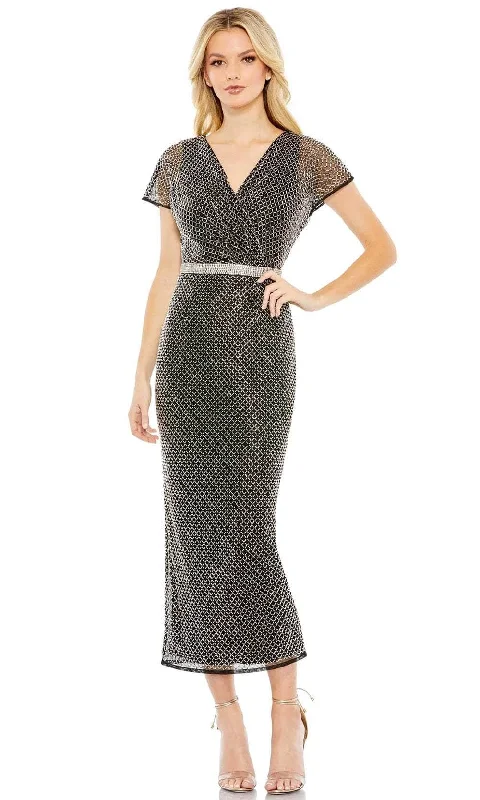 Easy Chic Mac Duggal 93787 - V-Neck Cap Sleeve Formal Dress