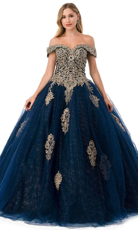 Easy Comfort Style Trevi Collection L2779C - Off-Shoulder Embroidered Ballgown