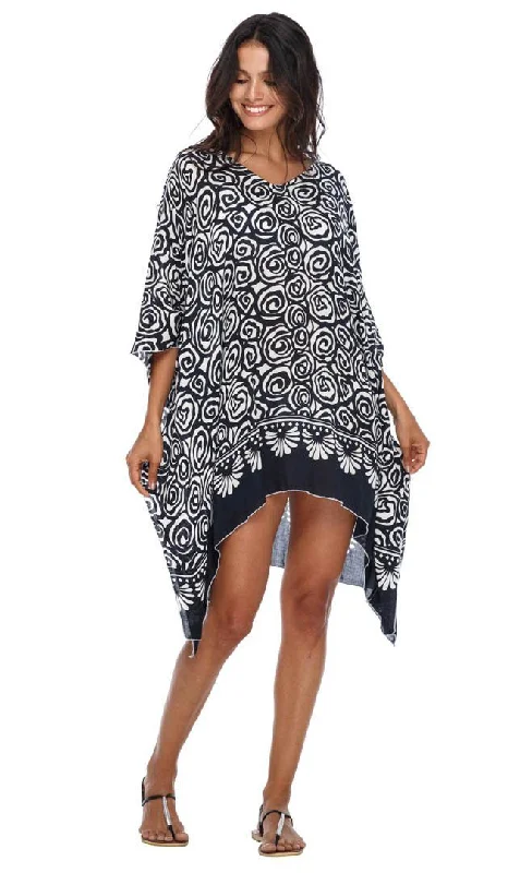 Soft Comfort SHU-SHI Women's Short Caftan Poncho Beach Tunic Dress - Loose Swimsuit Cover-Up