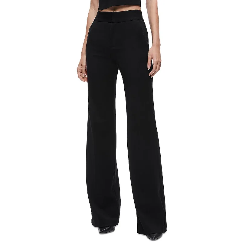 Cozy Knits Alice and Olivia Womens Deanna High Rise Faux Pockets Bootcut Pants