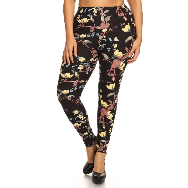 Comfortable Sweaters Floral Print Full Length Leggings In A Slim Fitting Style