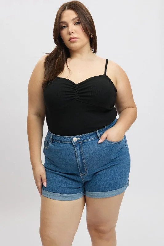 Trendy Looks Denim Mom Shorts High Rise