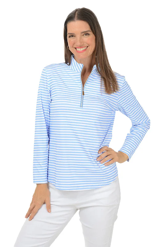 Relaxed Clothing Periwinkle Striped Mock Neck UPF50+ Top