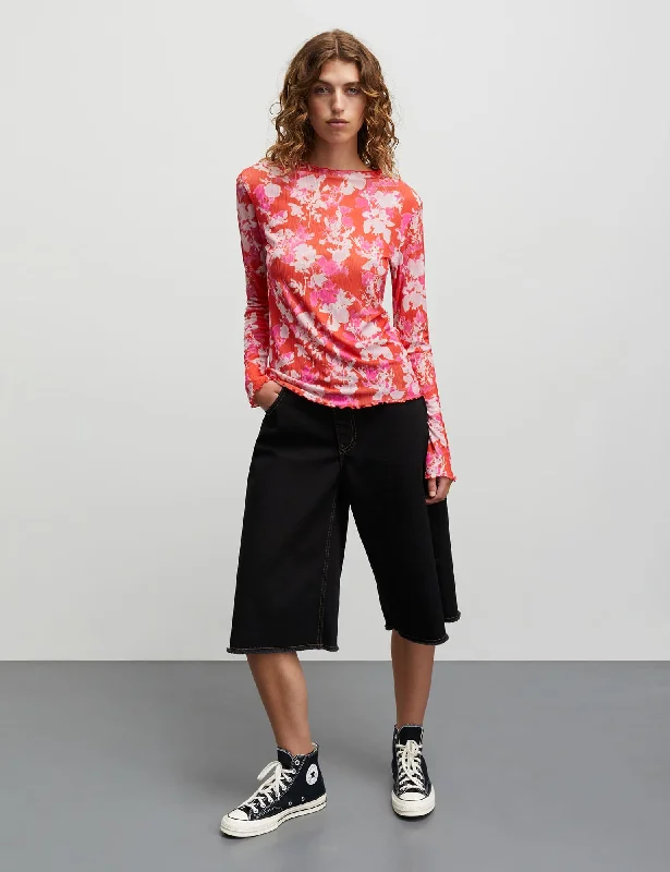 All-Day Style Fancy Jersey Minnie Top, AOP Rose/Fiery Red