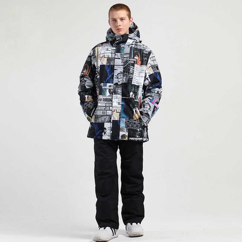 Layered Style Men's SMN Winter Urban Practical Freestyle Ski Snowboard Jacket & Pants Set