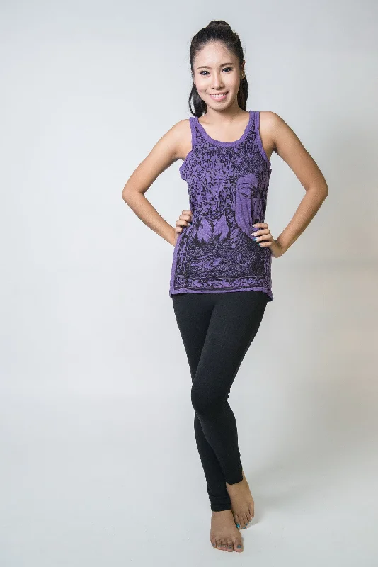 Cozy Chic Trends Womens Sanskrit Buddha Tank Top in Purple