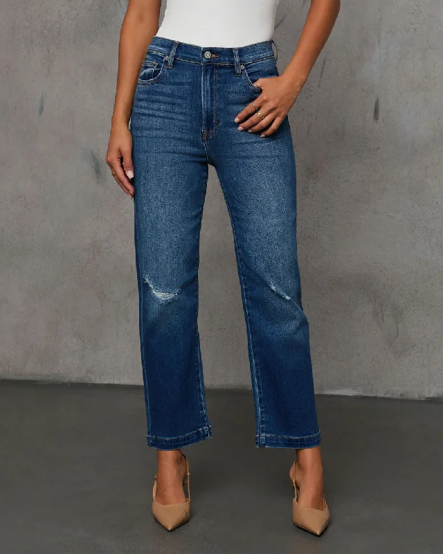 All-Day Style Cross My Path Distressed Relaxed Straight Leg Jeans
