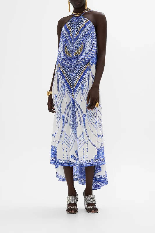Versatile Casuals GATHER NECK HARDWARE MAXI DRESS DANCING WITH DAYLIGHT