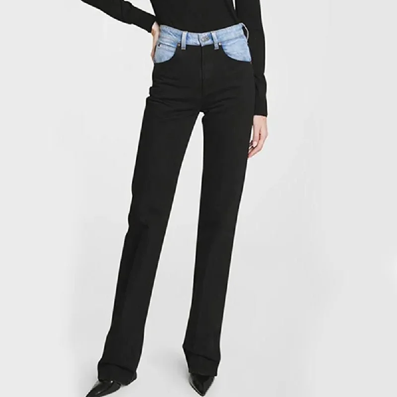 Easy Wear Chic Trendy Patchwork Straight-Leg Jeans for Women