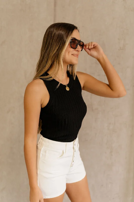 Comfy Layers Rayna Black Ribbed Tank