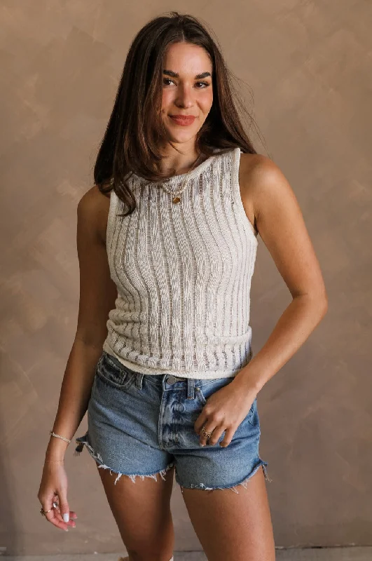 Smart Comfort Wear Bria Cream Knit Sleeveless Tank
