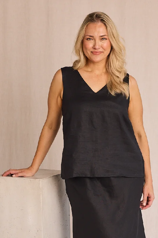 Everyday Outfits Ember Linen Cami in Black