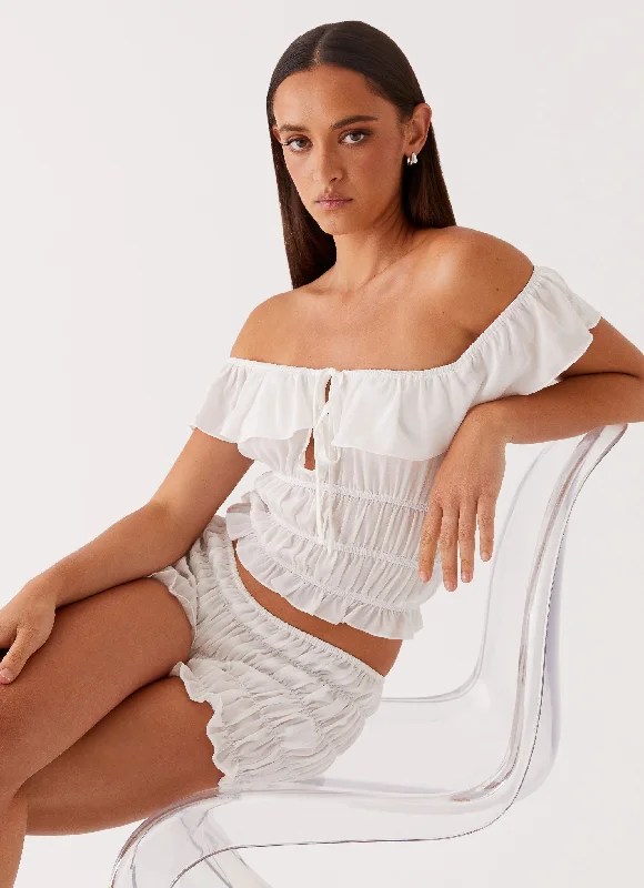 Versatile Style Girls Like Us Ruched Top - White