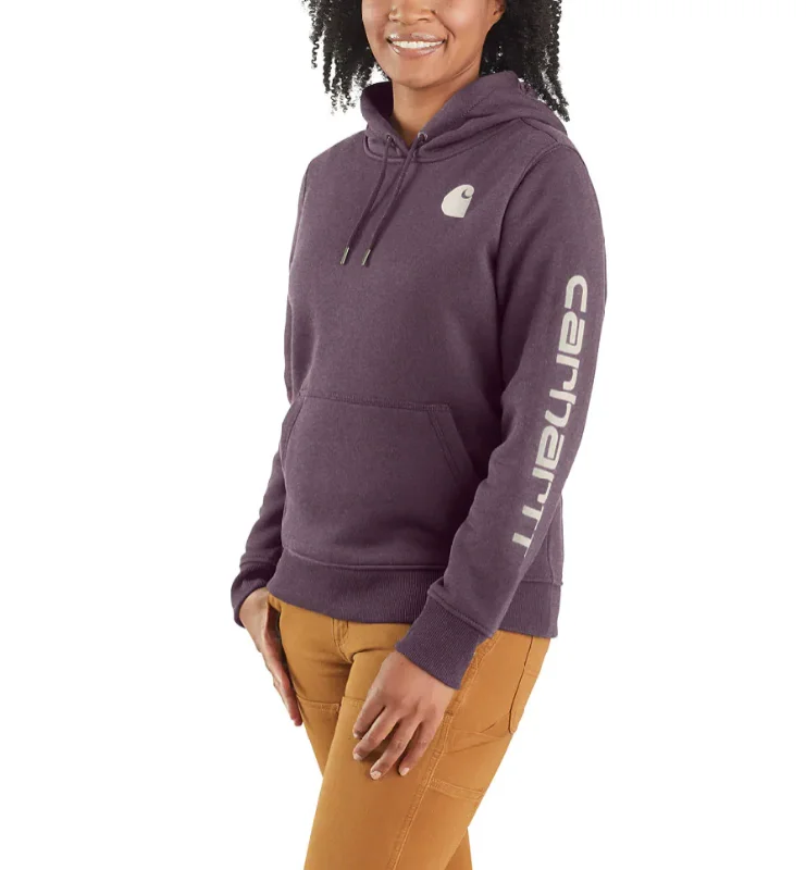 Comfortable Chic Women's Relaxed Fit Midweight Logo Sleeve Graphic Hooded Sweatshirt