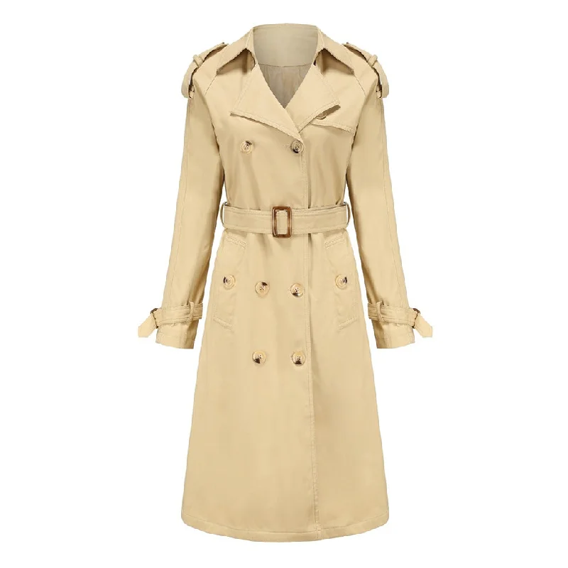 All-Day Outfits Classic Lapel Collar Long Sleeve Double Breasted Belted Split Trench Coat