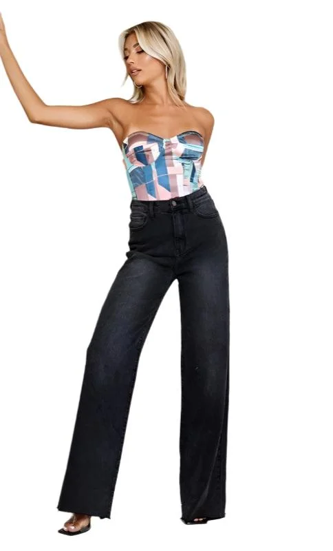 Cozy Apparel Vintage Black High Waisted Wide Leg Jeans
