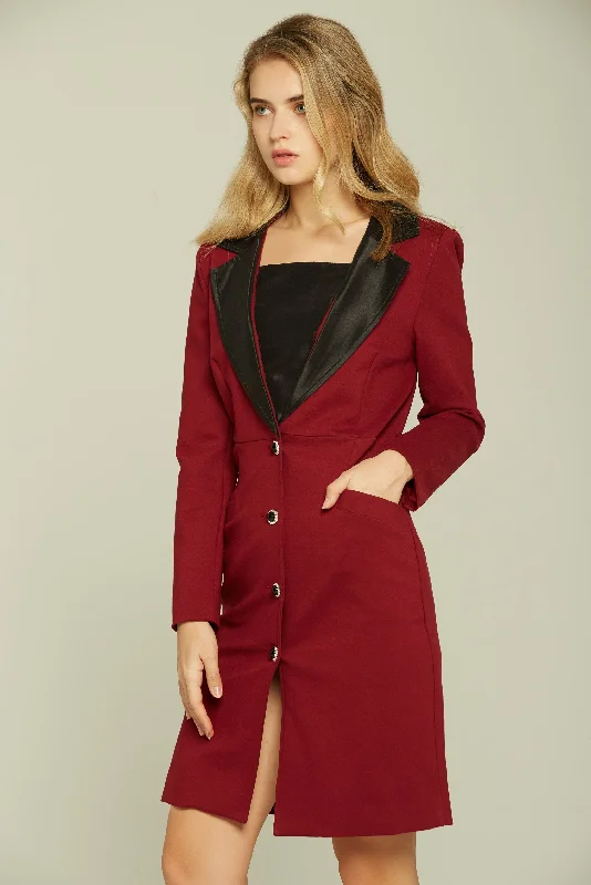 Casual Chic Outfits Red and Black Buttoned Royal Blazer Dress