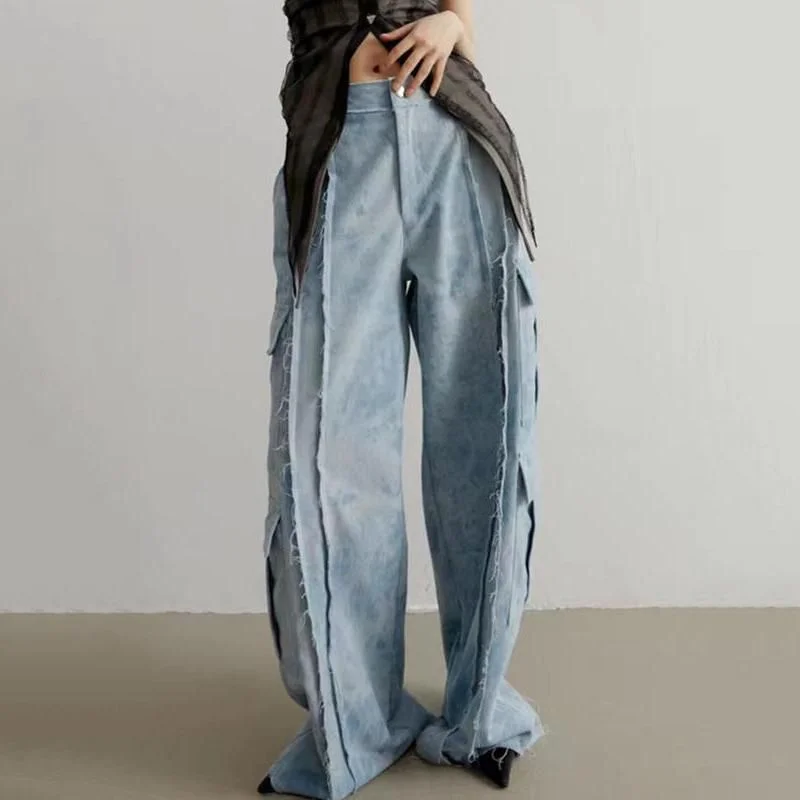 Cozy Fitting High Waist Tie Dye Straight Denim Pants