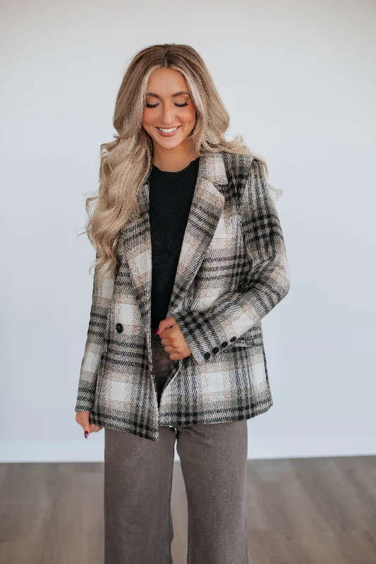 Easy Chic Shena Plaid Blazer