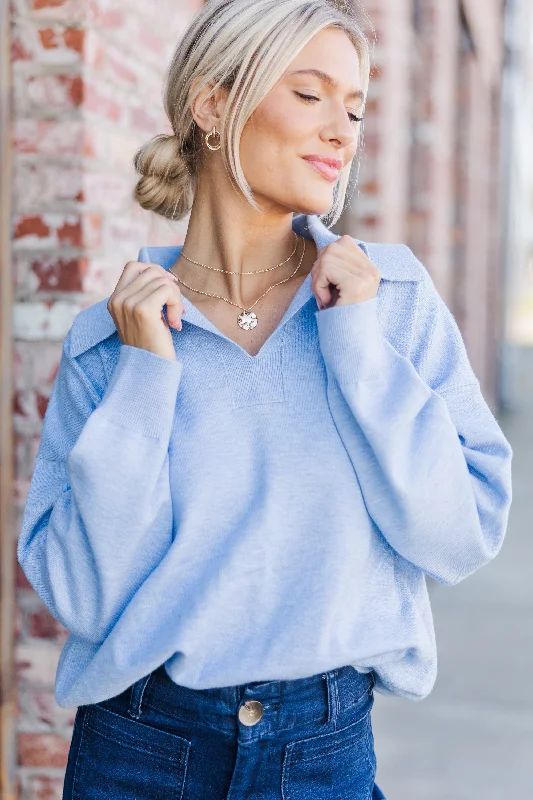 Light Dressing It's All For You Light Blue Collared Sweater