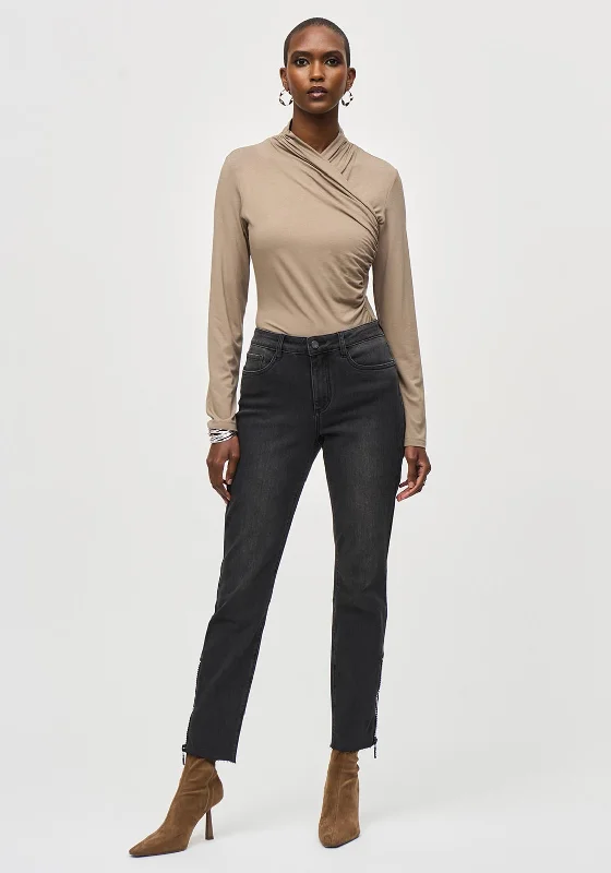 Chic Outfits Joseph Ribkoff Embellished Zip Detail Skinny Jeans, Grey