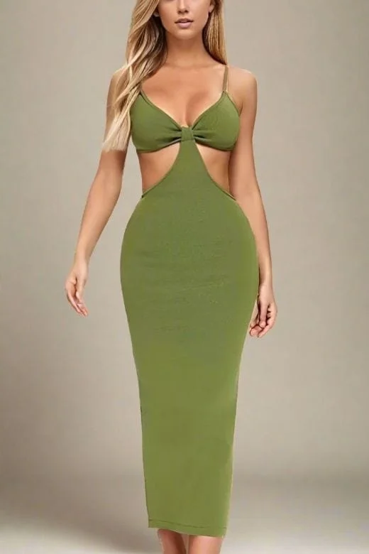 Light Layers Aria Bodycon Day Maxi Dress - Emerald Green