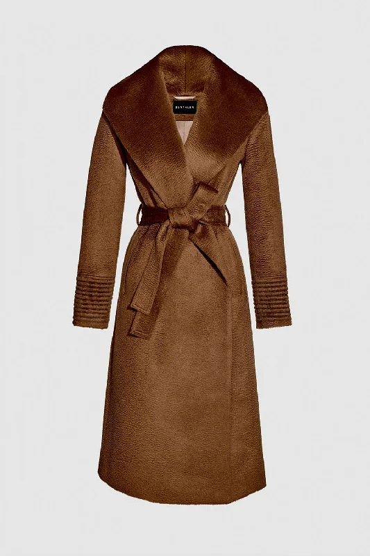 Weekend Comfort Wear Suri Alpaca Long Shawl Collar Wrap Coat