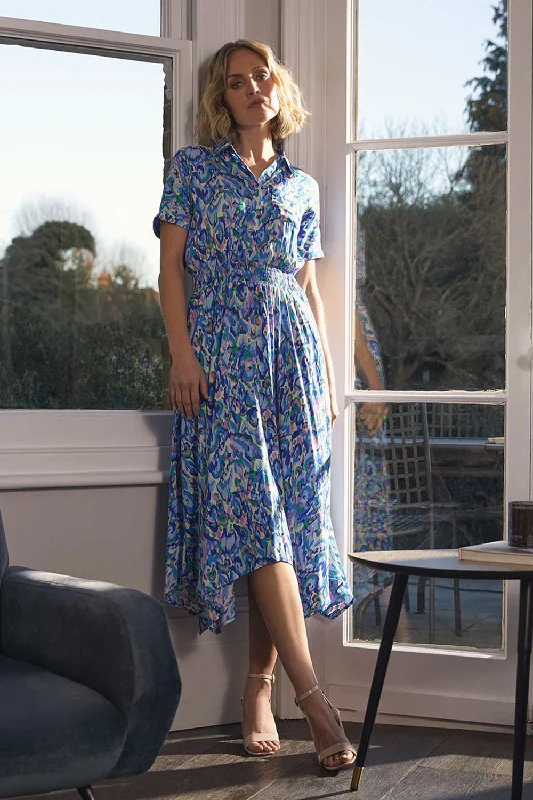 Cozy Apparel Printed Asymmetric Midi Dress